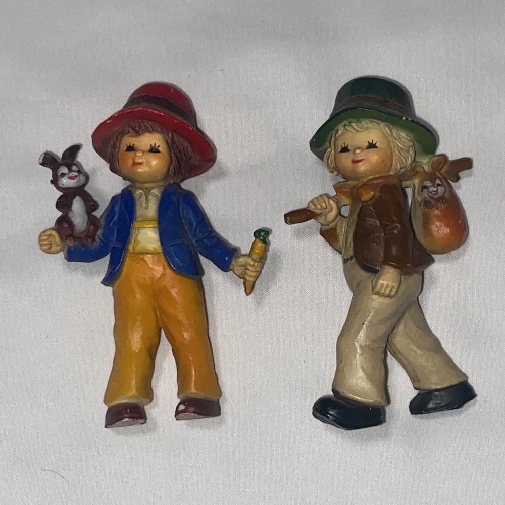 vintage hard plastic figurines from the Bradford Novelty Company 1980s Hong Kong